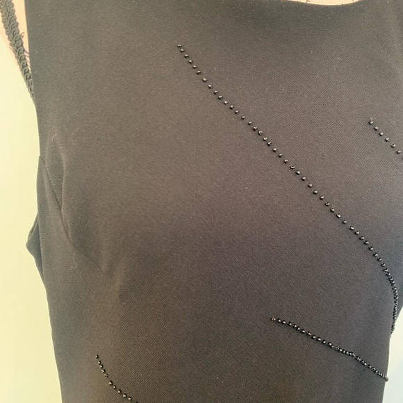 Studio I Black A-Line Sleeveless Evening Dress Bead Detail Women’s Size 14 - Picture 4 of 9